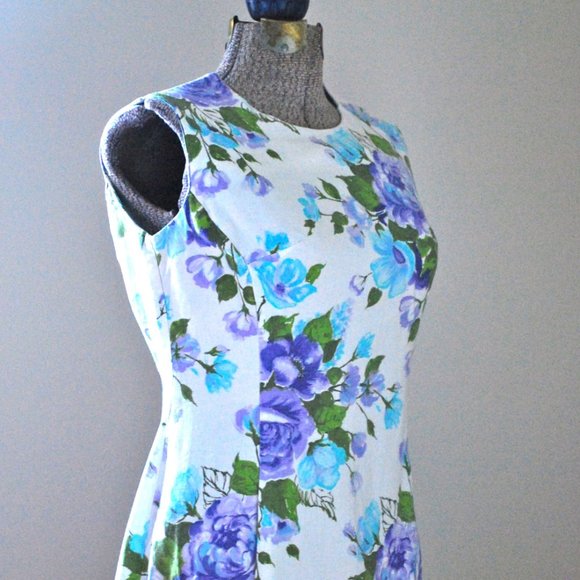 Purple & blue floral dress (M/L) - Picture 5 of 9